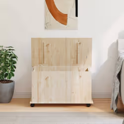 vidaXL Storage Chest Wooden Organiser Box with Wheels ALTA Solid Wood Pine - brown