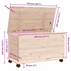 vidaXL Storage Chest Wooden Organiser Box with Wheels ALTA Solid Wood Pine - brown - Additional view 8