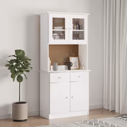 vidaXL Dresser Top Wooden Kitchen Shelf Top for Highboard ALTA Solid Wood Pine - white - Additional view 2