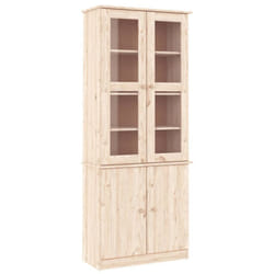 vidaXL Glass Display Cabinet Bookcase Kitchen Cupboard ALTA Solid Wood Pine - brown