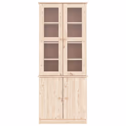 vidaXL Glass Display Cabinet Bookcase Kitchen Cupboard ALTA Solid Wood Pine - brown