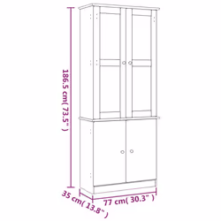 vidaXL Glass Display Cabinet Bookcase Kitchen Cupboard ALTA Solid Wood Pine - brown