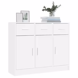 vidaXL Sideboard Storage Cabinet Side Board Highboard Cupboard Engineered Wood - white