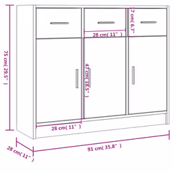 vidaXL Sideboard Storage Cabinet Side Board Highboard Cupboard Engineered Wood - sonoma oak - Additional view 9