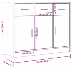 vidaXL Sideboard Storage Cabinet Side Board Highboard Cupboard Engineered Wood - concrete grey