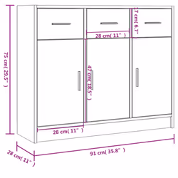 vidaXL Sideboard Storage Cabinet Side Board Highboard Cupboard Engineered Wood - smoked oak