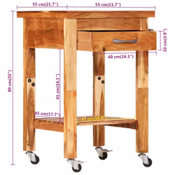 vidaXL Kitchen Trolley Rolling Cart Storage Cart Trolley Solid Wood Acacia
