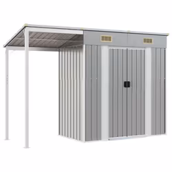 vidaXL Garden Shed with Extended Roof Outdoor Tool Shed Storage Shed Steel - light grey