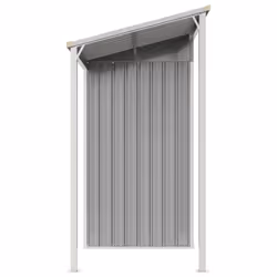vidaXL Garden Shed with Extended Roof Outdoor Tool Shed Storage Shed Steel - light grey - Additional view 4