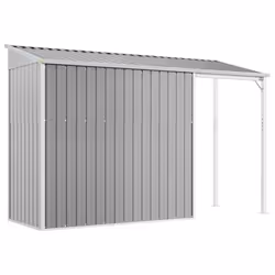 vidaXL Garden Shed with Extended Roof Outdoor Tool Shed Storage Shed Steel - light grey - Additional view 5