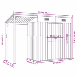 vidaXL Garden Shed with Extended Roof Outdoor Tool Shed Storage Shed Steel - brown