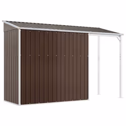 vidaXL Garden Shed with Extended Roof Outdoor Tool Shed Storage Shed Steel - brown - Additional view 5