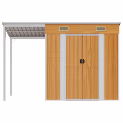 vidaXL Garden Shed with Extended Roof Outdoor Tool Shed Storage Shed Steel - light brown