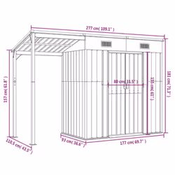 vidaXL Garden Shed with Extended Roof Outdoor Tool Shed Storage Shed Steel - light brown