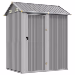 vidaXL Garden Shed Outdoor Storage Shed Patio Yard Tool Shed Galvanised Steel - light grey