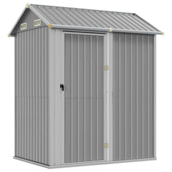 vidaXL Garden Shed Outdoor Storage Shed Patio Yard Tool Shed Galvanised Steel - light grey