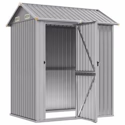 vidaXL Garden Shed Outdoor Storage Shed Patio Yard Tool Shed Galvanised Steel - light grey
