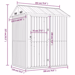 vidaXL Garden Shed Outdoor Storage Shed Patio Yard Tool Shed Galvanised Steel - light grey - Additional view 8