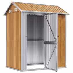 vidaXL Garden Shed Outdoor Storage Shed Patio Yard Tool Shed Galvanised Steel - light brown