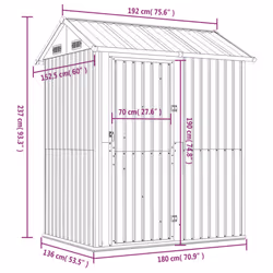 vidaXL Garden Shed Outdoor Storage Shed Patio Yard Tool Shed Galvanised Steel - light brown