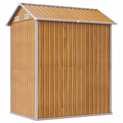 vidaXL Garden Shed Outdoor Storage Shed Patio Yard Tool Shed Galvanised Steel - light brown - Additional view 5