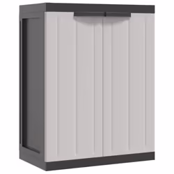vidaXL Outdoor Storage Cabinet Terrace Patio Garden Cabinet Tool Cupboard PP - grey and black, 65 x 37 x 85 cm