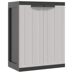 vidaXL Outdoor Storage Cabinet Terrace Patio Garden Cabinet Tool Cupboard PP - grey and black, 65 x 37 x 85 cm