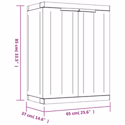 vidaXL Outdoor Storage Cabinet Terrace Patio Garden Cabinet Tool Cupboard PP - grey and black, 65 x 37 x 85 cm