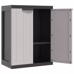 vidaXL Outdoor Storage Cabinet Terrace Patio Garden Cabinet Tool Cupboard PP - grey and black, 65 x 37 x 85 cm - Additional view 8