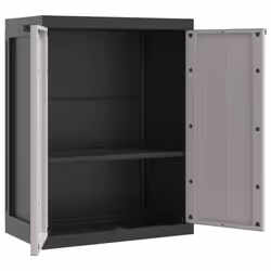 vidaXL Outdoor Storage Cabinet Terrace Patio Garden Cabinet Tool Cupboard PP - grey and black, 65 x 37 x 85 cm - Additional view 9