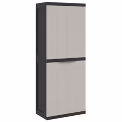 ) vidaXL Outdoor Storage Cabinet Terrace Patio Garden Cabinet Tool Cupboard PP - grey and black, 65 x 37 x 165 cm (31 x 31 cm