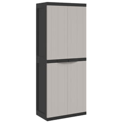 ) vidaXL Outdoor Storage Cabinet Terrace Patio Garden Cabinet Tool Cupboard PP - grey and black, 65 x 37 x 165 cm (31 x 31 cm