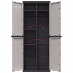 ) vidaXL Outdoor Storage Cabinet Terrace Patio Garden Cabinet Tool Cupboard PP - grey and black, 65 x 37 x 165 cm (31 x 31 cm - Additional view 10