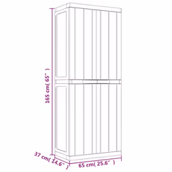) vidaXL Outdoor Storage Cabinet Terrace Patio Garden Cabinet Tool Cupboard PP - grey and black, 65 x 37 x 165 cm (31 x 31 cm