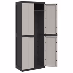 ) vidaXL Outdoor Storage Cabinet Terrace Patio Garden Cabinet Tool Cupboard PP - grey and black, 65 x 37 x 165 cm (31 x 31 cm - Additional view 8