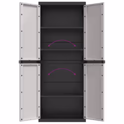 ) vidaXL Outdoor Storage Cabinet Terrace Patio Garden Cabinet Tool Cupboard PP - grey and black, 65 x 37 x 165 cm (63 x 31 cm - Additional view 10