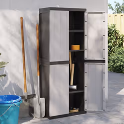 ) vidaXL Outdoor Storage Cabinet Terrace Patio Garden Cabinet Tool Cupboard PP - grey and black, 65 x 37 x 165 cm (63 x 31 cm