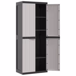 ) vidaXL Outdoor Storage Cabinet Terrace Patio Garden Cabinet Tool Cupboard PP - grey and black, 65 x 37 x 165 cm (63 x 31 cm - Additional view 8