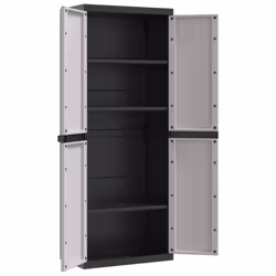 ) vidaXL Outdoor Storage Cabinet Terrace Patio Garden Cabinet Tool Cupboard PP - grey and black, 65 x 37 x 165 cm (63 x 31 cm - Additional view 9