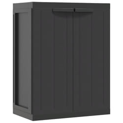 vidaXL Outdoor Storage Cabinet Terrace Patio Garden Cabinet Tool Cupboard PP - black, 65 x 37 x 85 cm