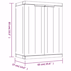 vidaXL Outdoor Storage Cabinet Terrace Patio Garden Cabinet Tool Cupboard PP - black, 65 x 37 x 85 cm