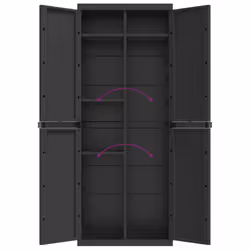 ) vidaXL Outdoor Storage Cabinet Terrace Patio Garden Cabinet Tool Cupboard PP - black, 65 x 37 x 165 cm (31 x 31 cm - Additional view 10
