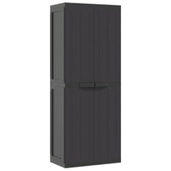 ) vidaXL Outdoor Storage Cabinet Terrace Patio Garden Cabinet Tool Cupboard PP - black, 65 x 37 x 165 cm (63 x 31 cm