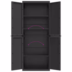 ) vidaXL Outdoor Storage Cabinet Terrace Patio Garden Cabinet Tool Cupboard PP - black, 65 x 37 x 165 cm (63 x 31 cm - Additional view 10