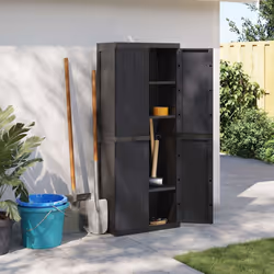 ) vidaXL Outdoor Storage Cabinet Terrace Patio Garden Cabinet Tool Cupboard PP - black, 65 x 37 x 165 cm (63 x 31 cm