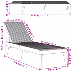 vidaXL Sun Lounger Daybed Chaise Lounge Bed Outdoor Sun Bed Cappuccino PP - grey - Additional view 9