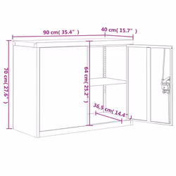 vidaXL Office Cabinet Steel Filing Storage File Cabinet Cupboard Under Desk - white, 90 x 40 x 70 cm - Additional view 9