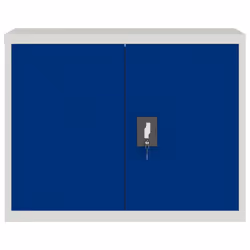 vidaXL Office Cabinet Steel Filing Storage File Cabinet Cupboard Under Desk - light grey and blue, 90 x 40 x 70 cm - Additional view 2