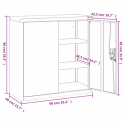 vidaXL Office Cabinet Steel Filing Storage File Cabinet Cupboard Under Desk - white, 90 x 40 x 90 cm - Additional view 2