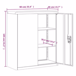 vidaXL Office Cabinet Steel Filing Storage File Cabinet Cupboard Under Desk - light grey, 90 x 40 x 105 cm - Additional view 3